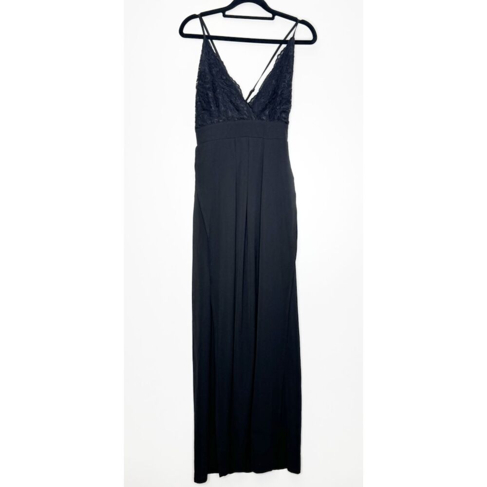 New Fashion Nova Lace Bodysuit Maxi Dress Side Slit Semi Sheer Women's Medium